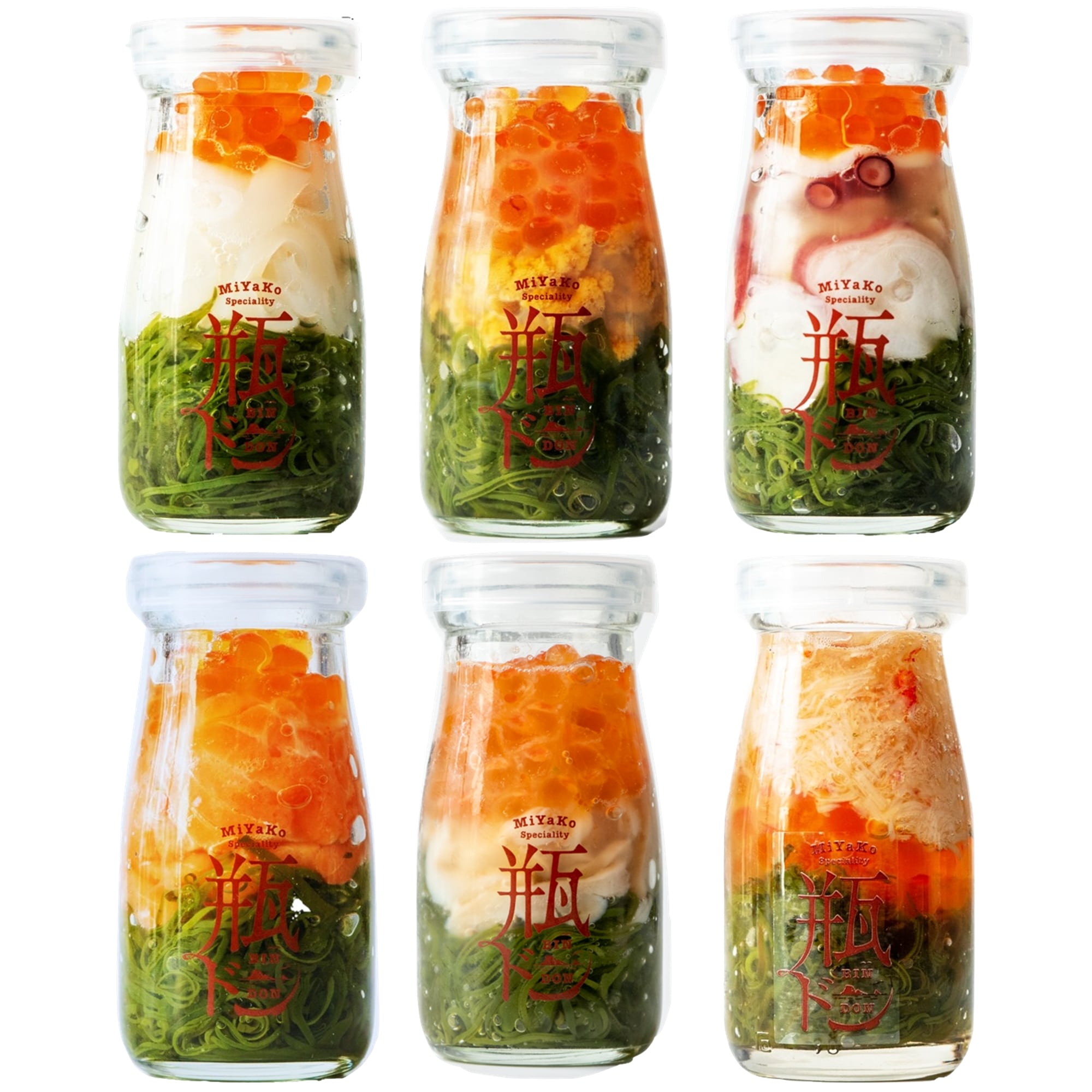 川秀 瓶ドン ウニ イカ タコ サーモン アワビ 毛ガニ 6本 セット (90g×6) 海鮮丼 ギフト お取り寄せ イクラ メカブ 瓶どん 瓶丼 三陸 岩手 宮古 海鮮 瓶