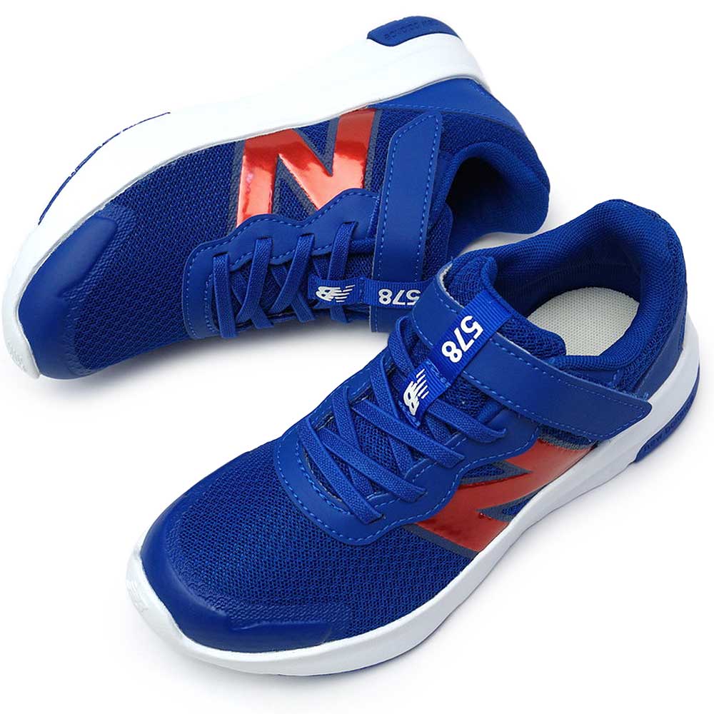 PT578 TA ブルー シーズナルカラー ジュニア 子供靴 シンプル マジックテープ ゴムシューレース キッズ スニーカー