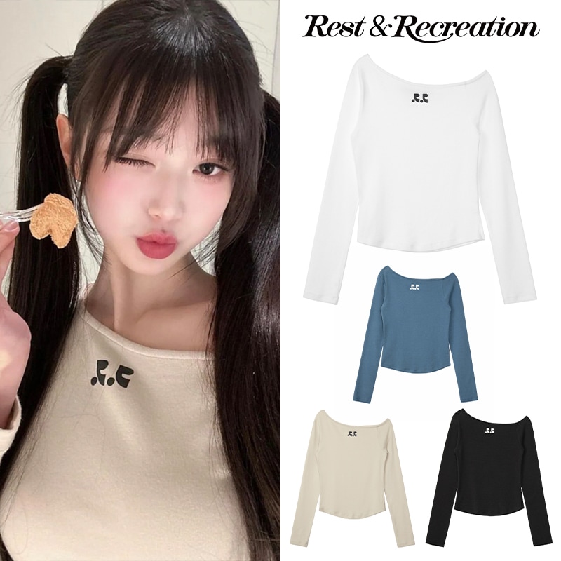 [IVE_Jang Wonyoung着用][即納] Rest&Recreation RR ONE SHOULDER LONG SLEEVE TOP / 長袖 / 長袖Tシャツ / 韓国ファッション