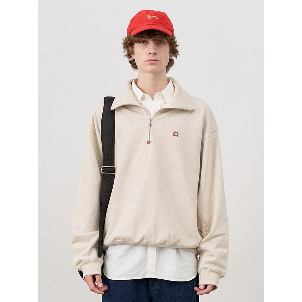 Dunst メンズユニセックスレザーロゴハーフジップアップスウェザードメランジ M UDTS4C107I1 15,295円