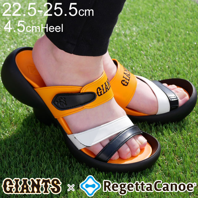 リゲッタカヌー RegettaCanoe 読売ジャイアンツ 12球団コラボ レディース サンダル 巨人 プロ野球 靴 カジュアルシューズ 応援グッズ 4.5cmヒール ストラップサ