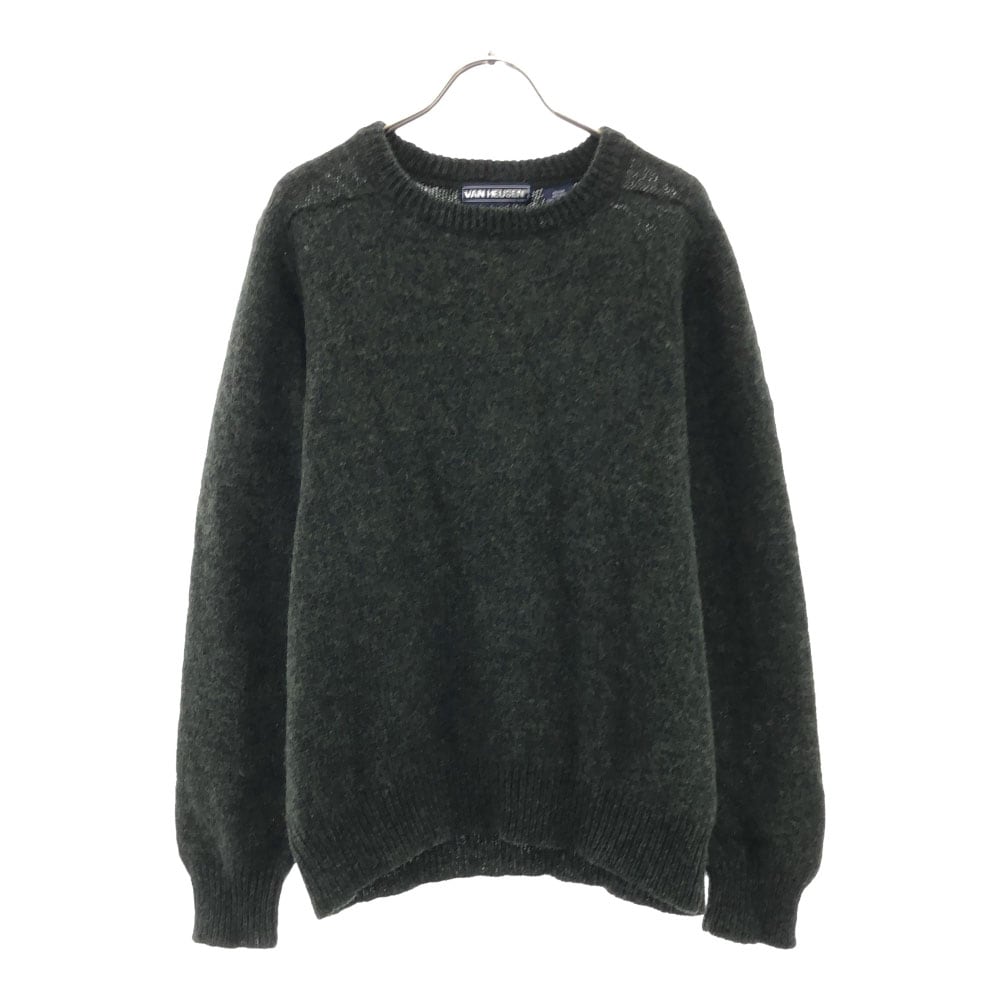 ヴァンヒューゼン 90s ウール オールド 長袖 クルーネック ニット M グリーン VAN HEUSEN セーター メンズ