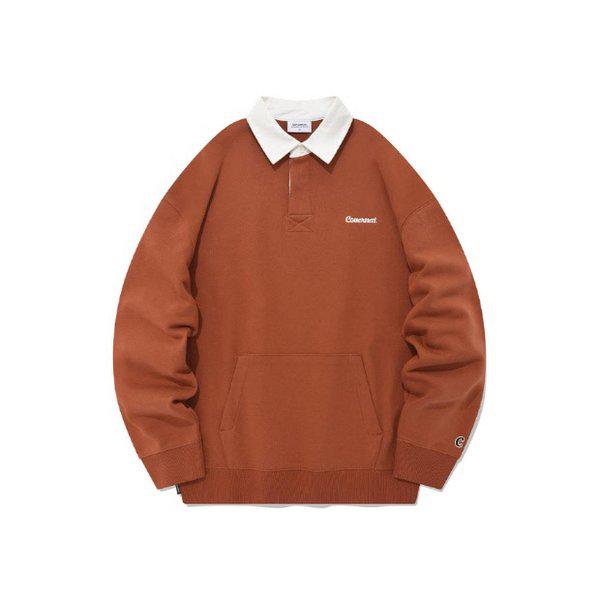 長袖Tシャツ JQS CO2301CR10-BR スモール カーリー ロゴ ラグビー スウェットシャツ ブラウン