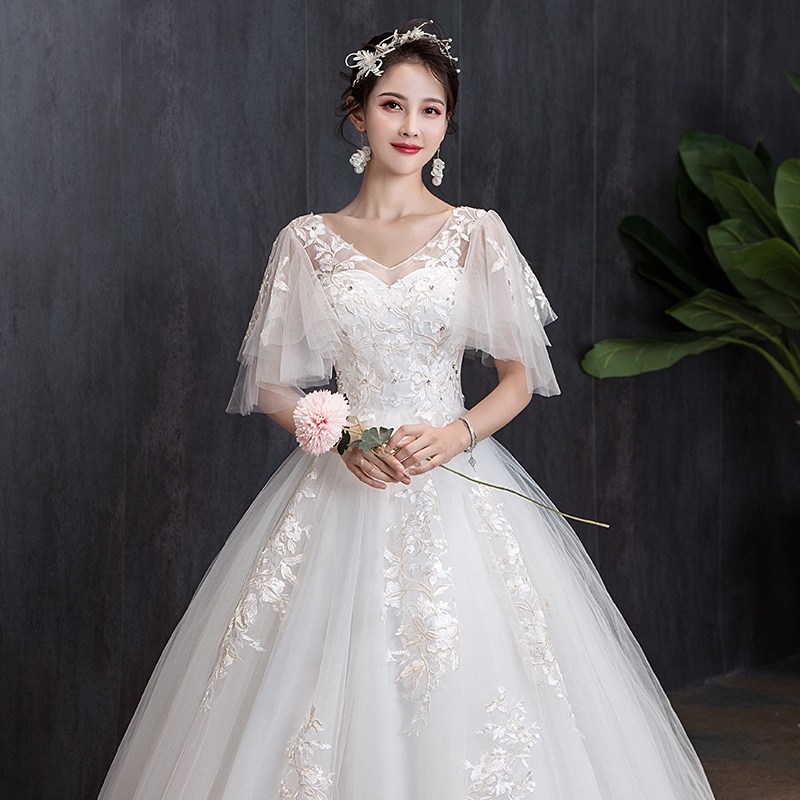 ウェディングドレス 2024 新作花嫁 小さい妊婦 ハイウエスト 妊娠中のお腹をカバーする プリンセス風ドレス 冬