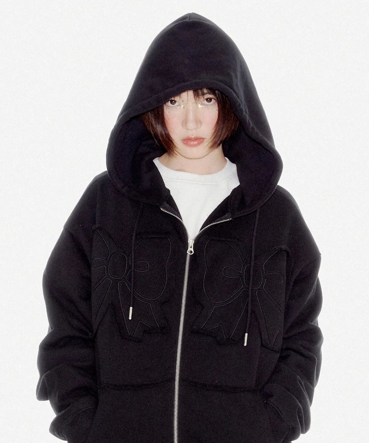 YOUHEE【送料込】 YOUHEE RIBBON HOOD ZIP-UP 3COLOR (YOUHEE