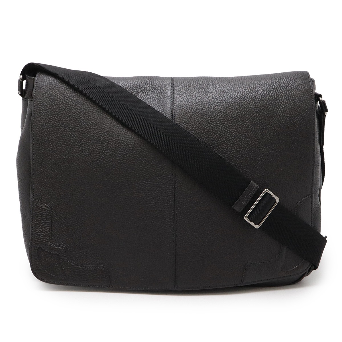 マルチェロ ショルダーバッグ メッセンジャーバッグ 斜め掛け レザー ダークブラウン 茶 シルバー金