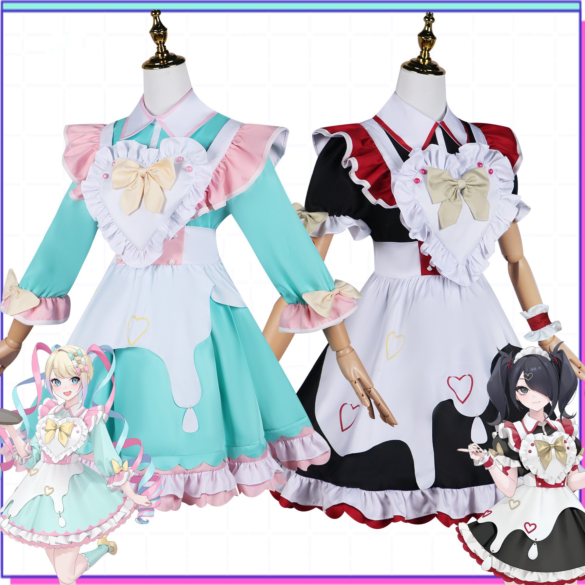 キャスターガール重度依存アニメコスプレ砂糖超天ちゃんメイド服コスプレ衣装 フルセット