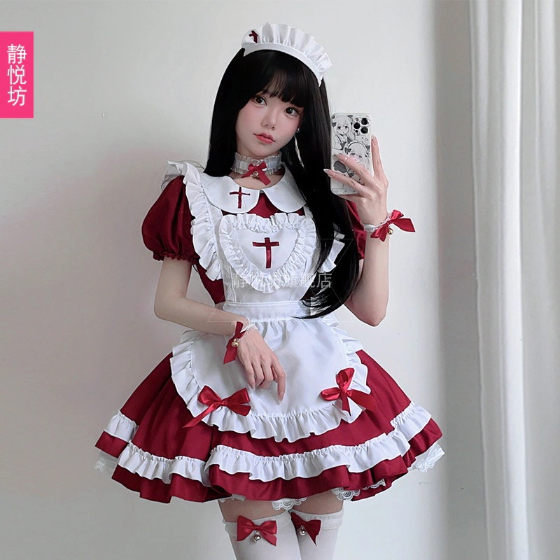 クロスゴシックロリータメイドコスチュームハロウィン大人用コスチュームコスプレアニメドレスソフトガールスカート