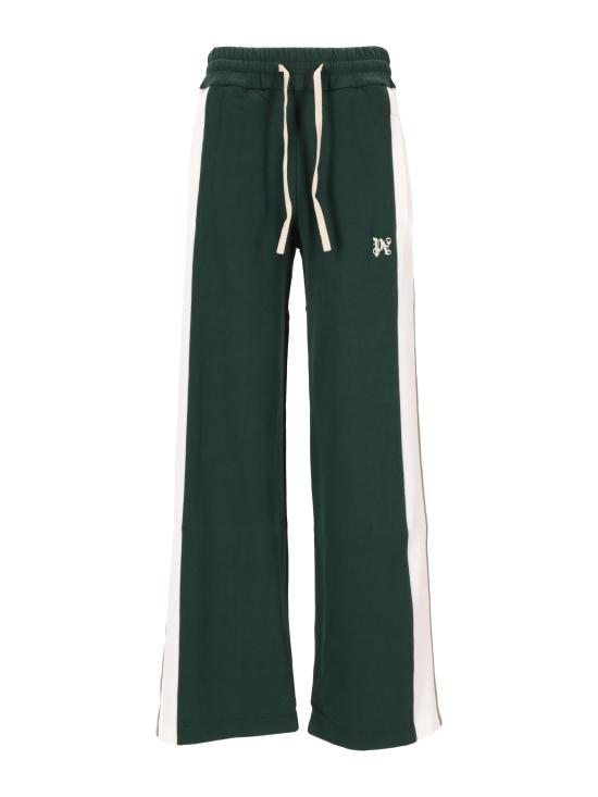 PALM ANGELS Women Straight Pants PWCH028F25FAB001 5203 DARK GREEN OFF WHITE