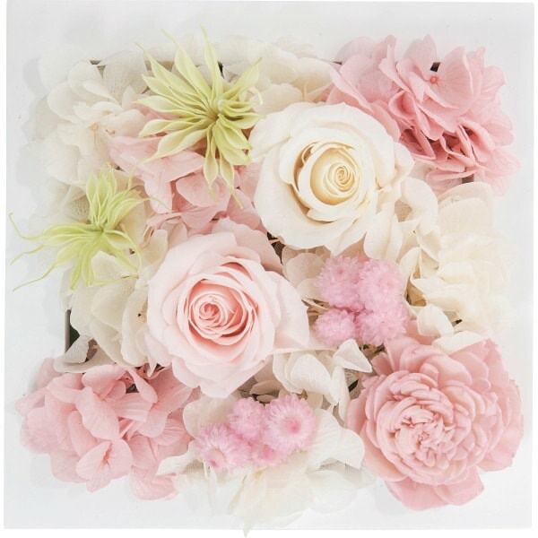 （ギフト）プリザーブドウォールフラワー（スクエア） ピンク