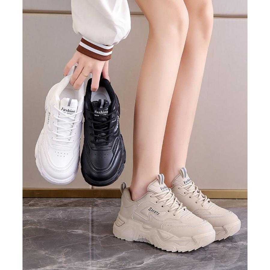 本日限定 韓国 人気 ウォーキングシューズ スニーカ 厚底ダッドスニーカー レースアップ 美脚