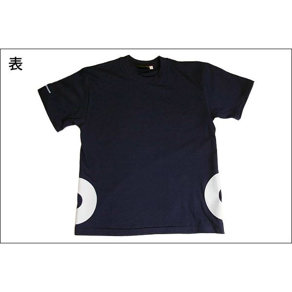 戦国武将Tシャツ (加藤清正 桔梗紋) Mサイズ 半袖 綿100% ネイビー(紺) (Uネック おもしろ)