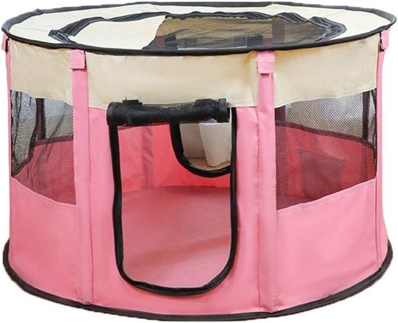 折りたたみ ペット テント ピンク メッシュ サークル 犬 犬用 ペット ケージ 屋根付き ペット用 テント 72x40cm ケージ ゲージ ペットサークル ペットケージ アウトドア ペット用ケージ