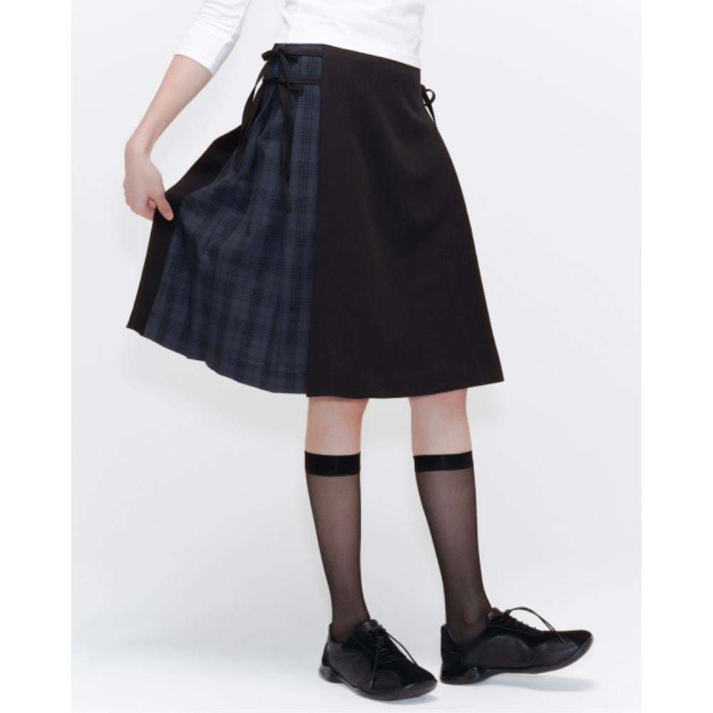 MISEKI SEOUL Side bow pleats midi skirt BLACK MSK251SK04