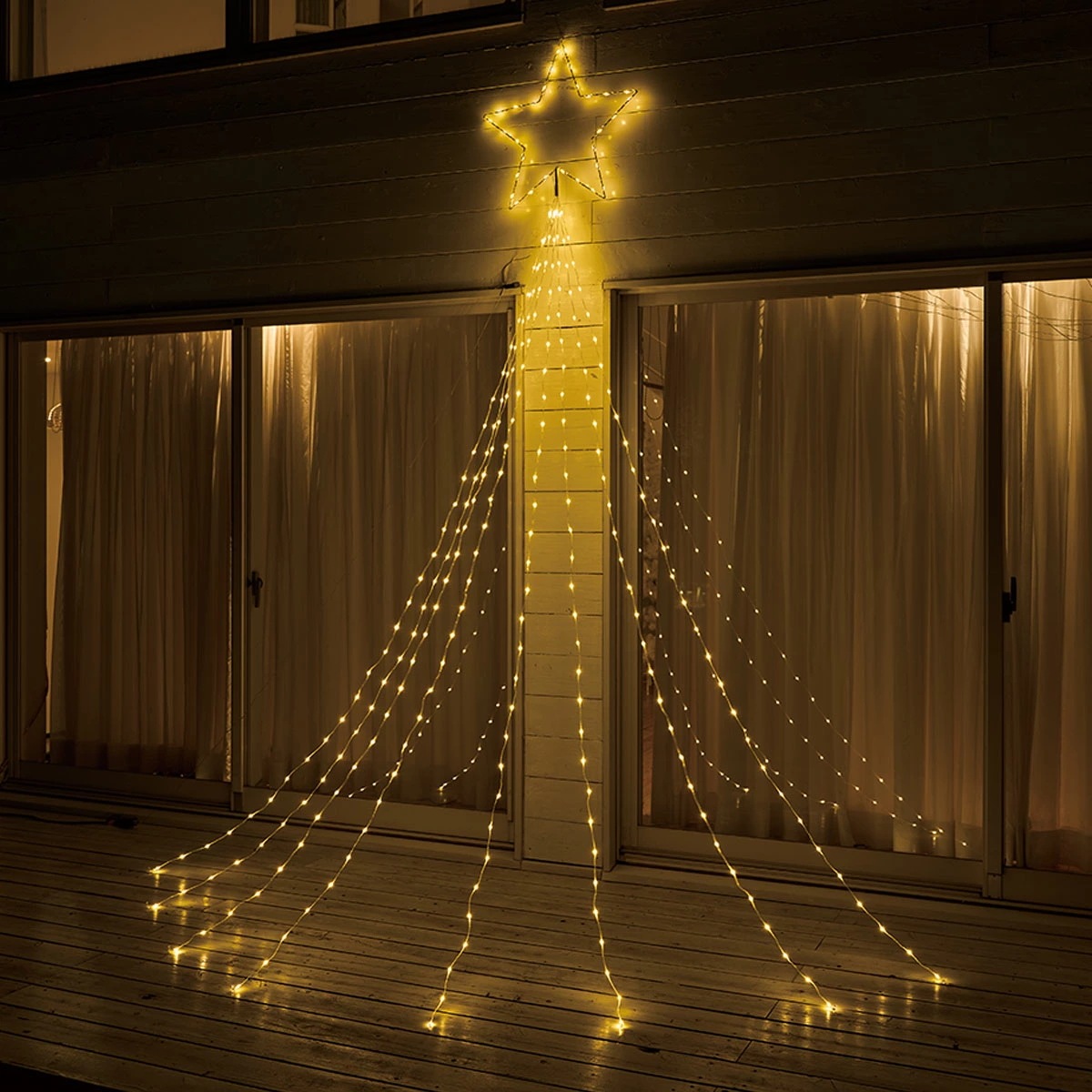 エントリーでポイント5倍！11月4日20:0011月11日1:59LED270球ドレープライト(3m) ゴールドスター 1セット イルミネーション イルミネーションライト 屋外 ストリングライト ナイ