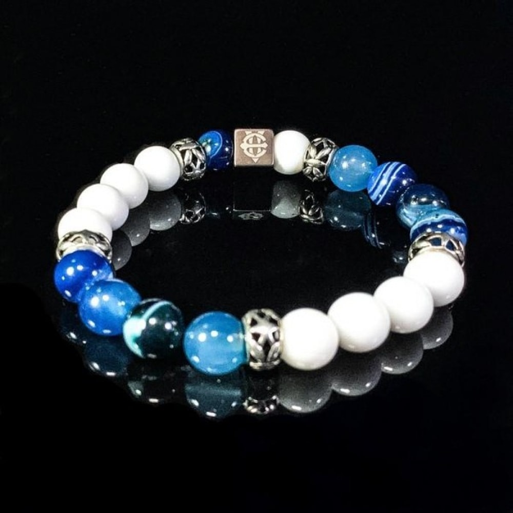 (8ボリューム) EV ブルーホワイトジェムストーンブレスレット