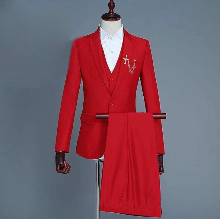 今がチャンス春秋 メンズ コート ビジネススーツ パンツスーツ 長袖 OL オフィス トップス 事務服 ビジネス 洗える 3点セット　紳士　結婚式　忘年会司会者　入学　長袖 赤　レッド