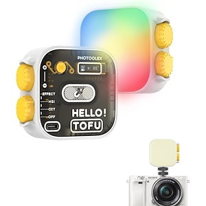 【PHOTOOLEX 】最新 撮影ライト 撮影用ビデオライトTOFU RGB LEDビデオライト 小型 2500K-9900K CRI95+ 補助照明 撮影用ライト 360フルカラー 21シーンモー
