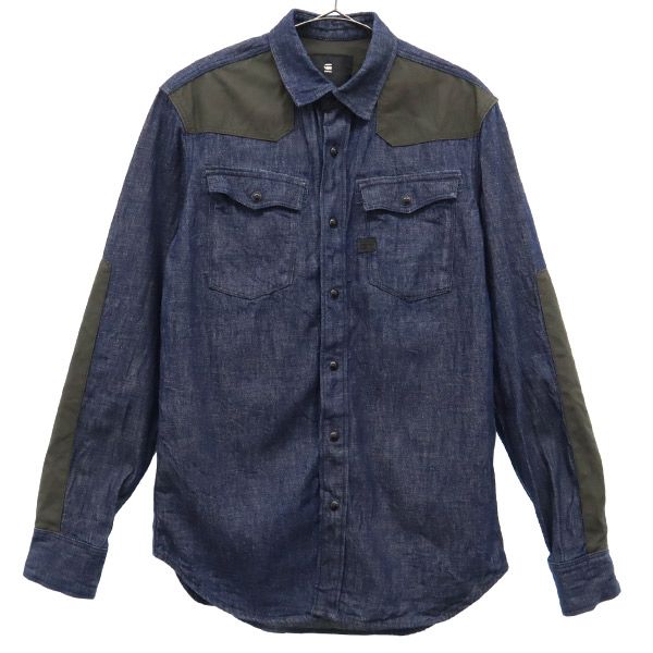 ワッペン 長袖 デニムシャツ S ネイビー ロゴ メンズ 5,351円