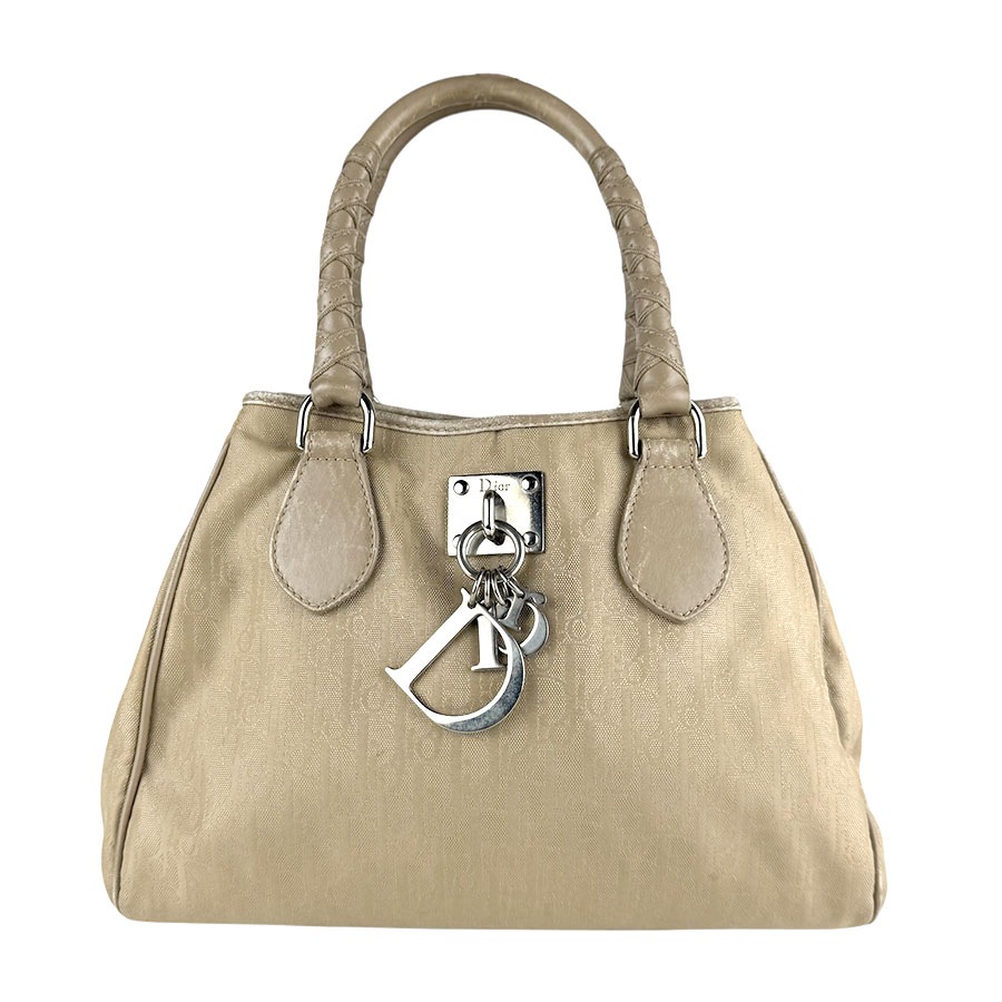 クリスチャンディオール Christian Dior ハンドバッグ ナイロンキャンバス ベージュ レディース z8135