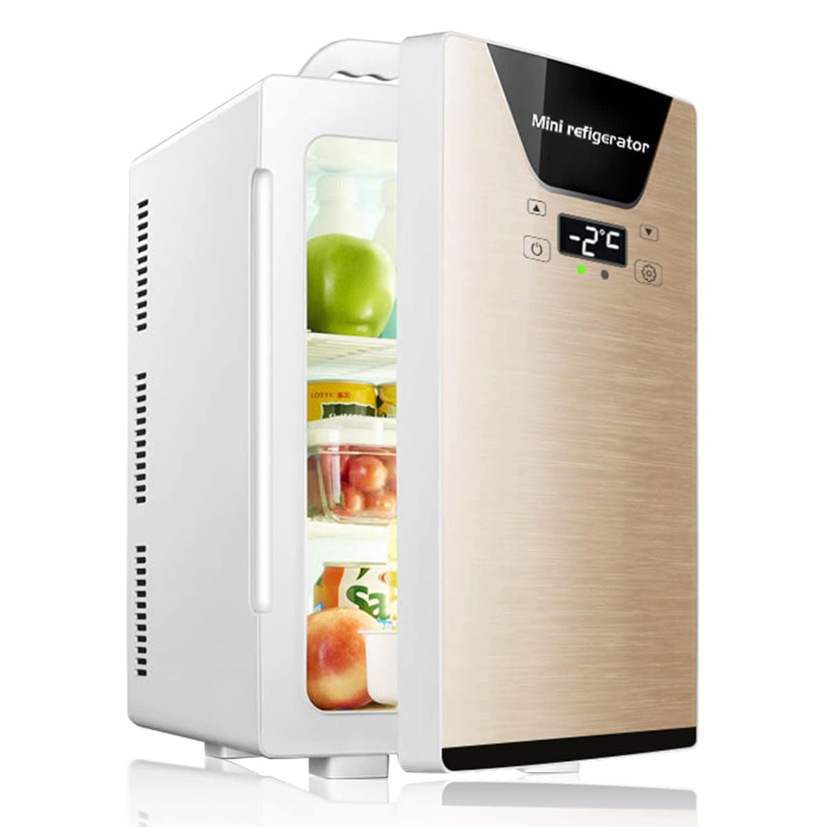 PLIOSN 小型冷蔵庫 22L 小型 冷温庫 ミニ冷蔵庫 ペルチェ式 温度調節可能 LCD温度表示 -9C~65C ワンタッチ操作 保温保冷 ペルチェ搭載 軽量 静音性 ポータブル AC/DC