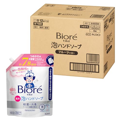 ケース販売ビオレｕ 泡ハンドソープ フルーツ つめかえ用 1.5Ｌ×６個医薬部外品