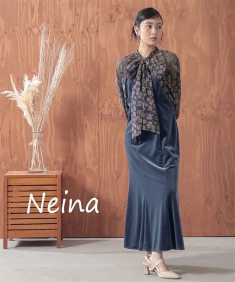 ドレス 結婚式・パーティー・オケージョンドレス 2WAYボレロ+ベロアキャミワンピースドレス 大きいサイズ有 Neina