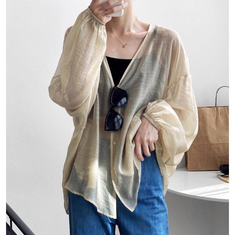 【高級感】レディース 透け感も夏ブラウス ブラウス 無地 カーディガン 冷房対策 ゆるい カジュアル お洒落 トップス 春夏秋 春新作 バレンタイン プレゼント