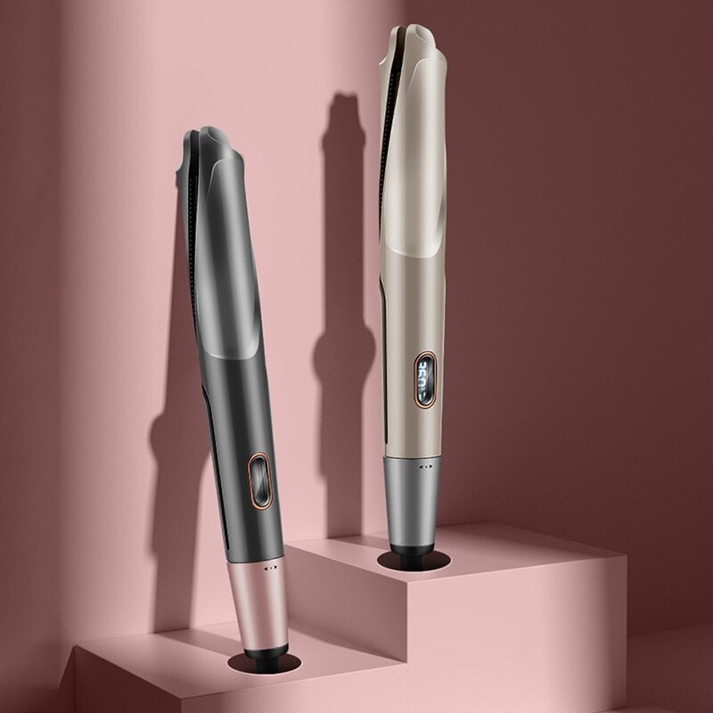 自動巻き スパイラルツイストカーラー 2way セラミックストレートヘアアイロン LED温度表示スタイルツール