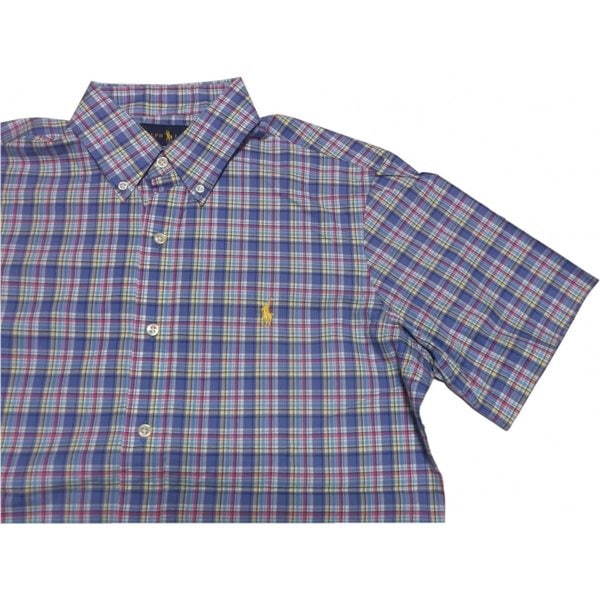 半袖 ワンポイント ボタンダウンシャツ チェック ブルー PR2-395 9,605円