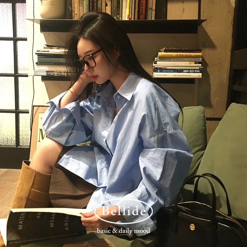 [MADE] ハーグストライプルーズフィットシャツ bs1189