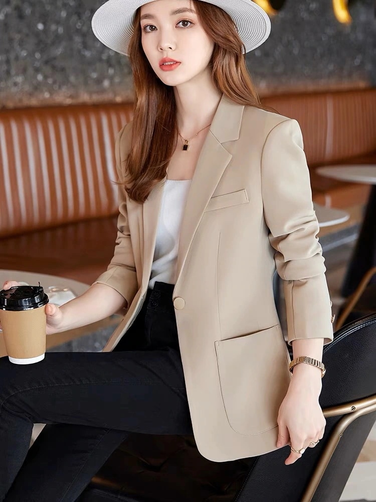初春 新作 スーツ スーツジャケット女性用 アウター学生 カジュアル 卒業式  長袖 ミドル丈 韓国 レディース