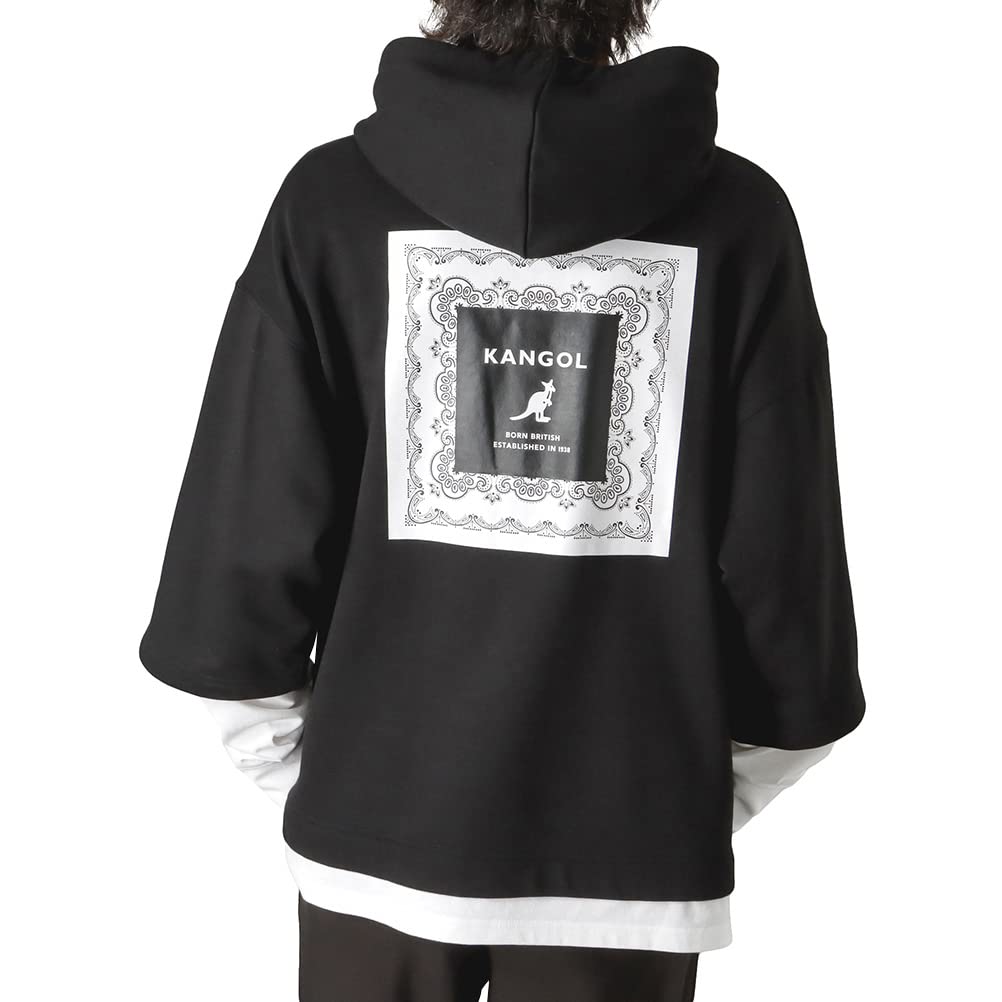 [カンゴール] パーカー 長袖Tシャツ M L XL 4色展開 フェイクレイヤード サイドスリット バックプリント ロゴ ブランド 人気 トップス メンズ ブラック:M 7,757円
