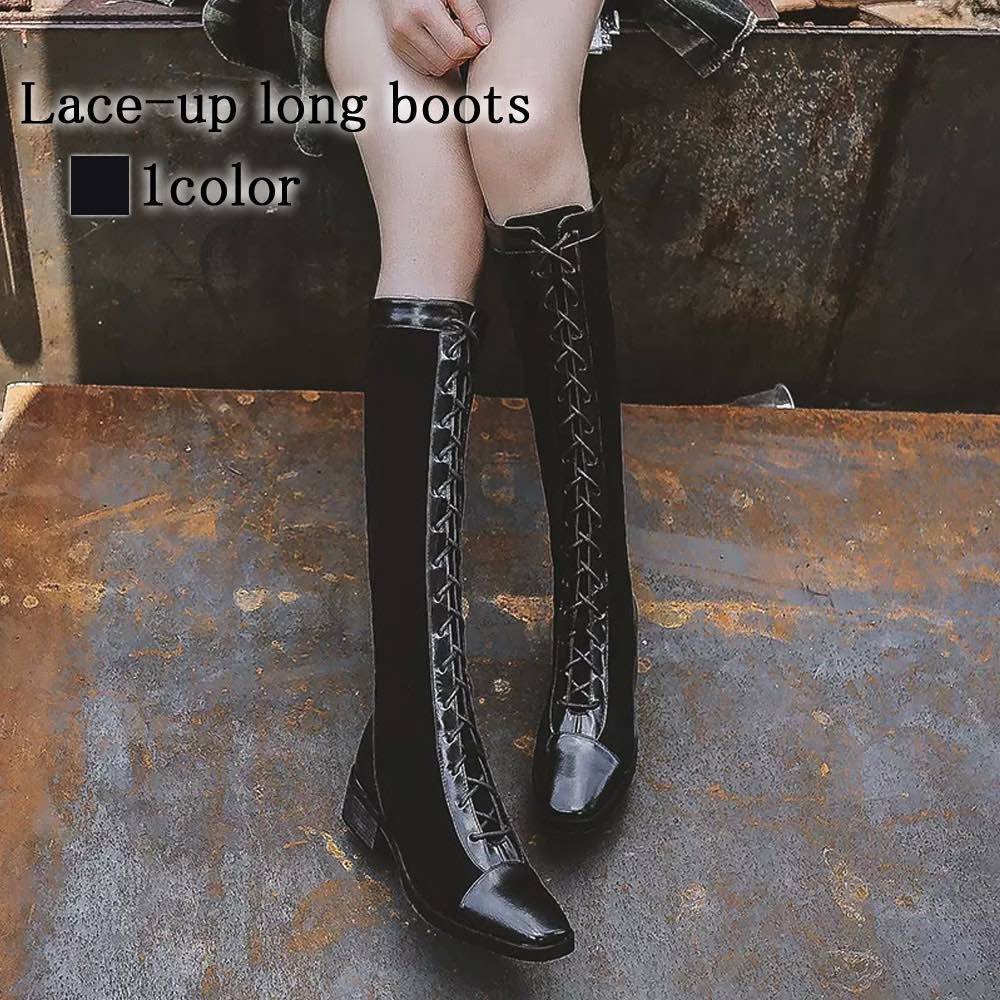 ロングブーツ レディース レースアップロングブーツ ストレッチ 厚底 防寒 ジョッキーブーツ 暖かい レース ローヒール ぺたんこ 春 革 ムートンブーツ 歩きやすい 秋 ショートブーツ ミドルブーツ