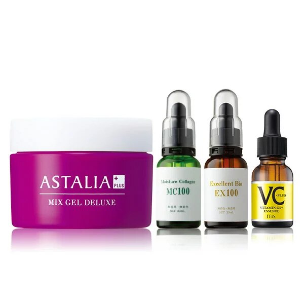 潤い原液ジェルセット　(コラーゲン33ml プラセンタ33ml ビタミンC VC5+PLUS 20ml アスタキサンチン配合ジェル80g)人気の原液セット