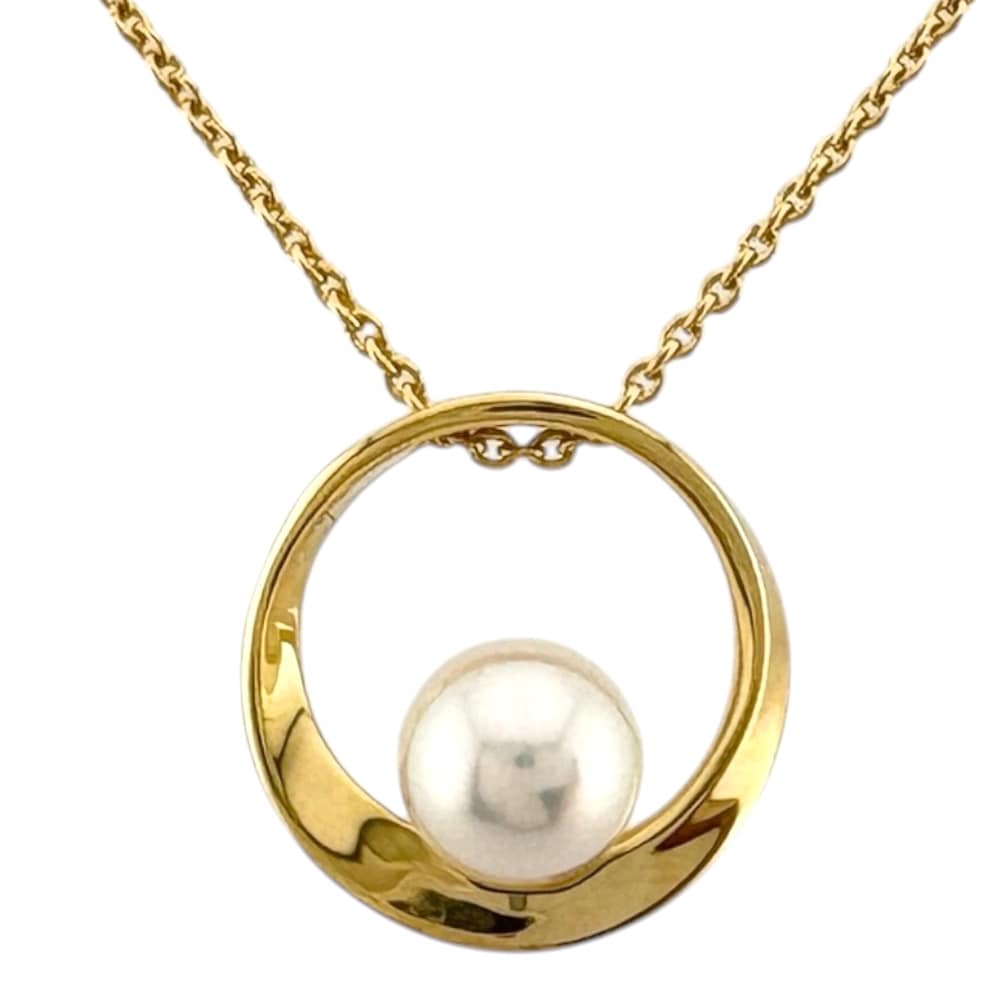 ミキモト ネックレス 18金 K18イエローゴールド アコヤパール MIKIMOTO 中古 美品