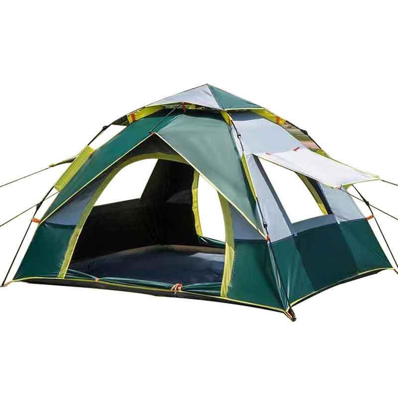 テント アウトドア キャンプ 全自動 ダブル 3-4人用 銀のりビニールキャンプ 防雨日焼け防止テント 直販 5,266円