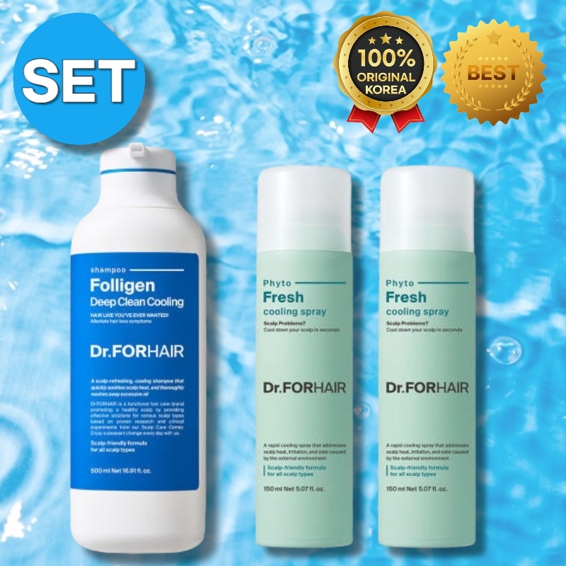 【猛暑対策】【頭皮クールセット】ディープクリーン冷感シャンプー500ml＋クーリングスプレー150ml×2／スカルプケア／冷却スプレー／皮脂除去／脱毛予防／韓国コスメ