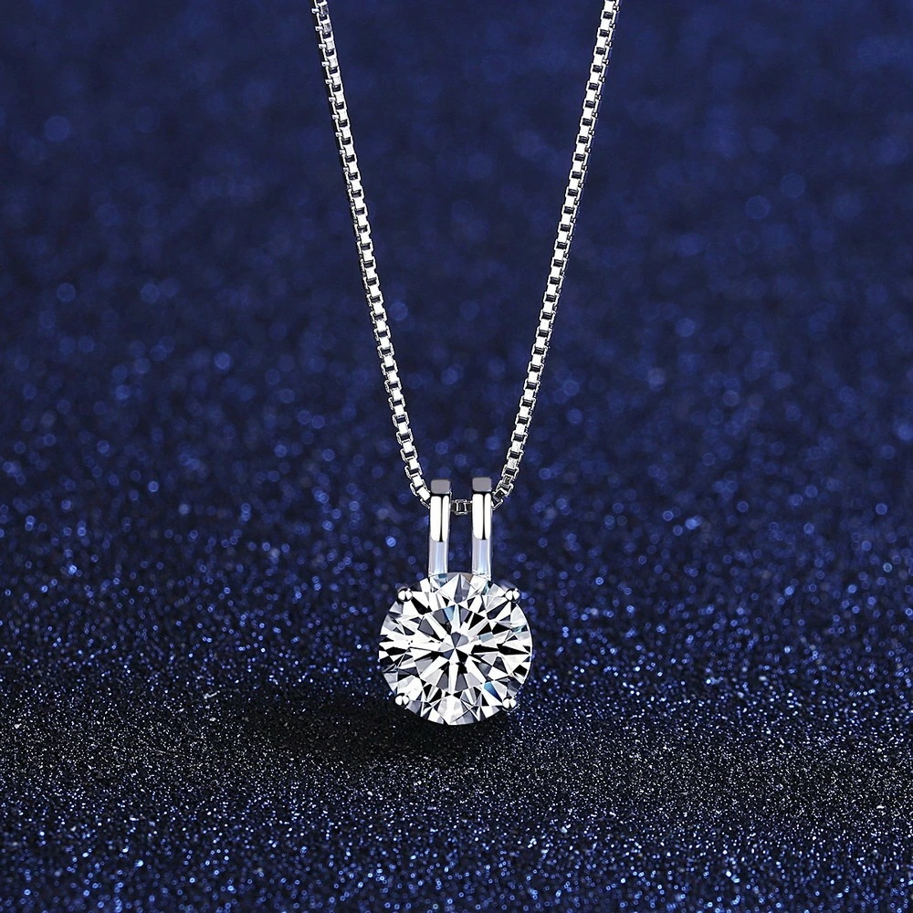 ネックレス レディース 1Carat モアサナイト シルバー925 引き輪 40+5cm アジャスタ