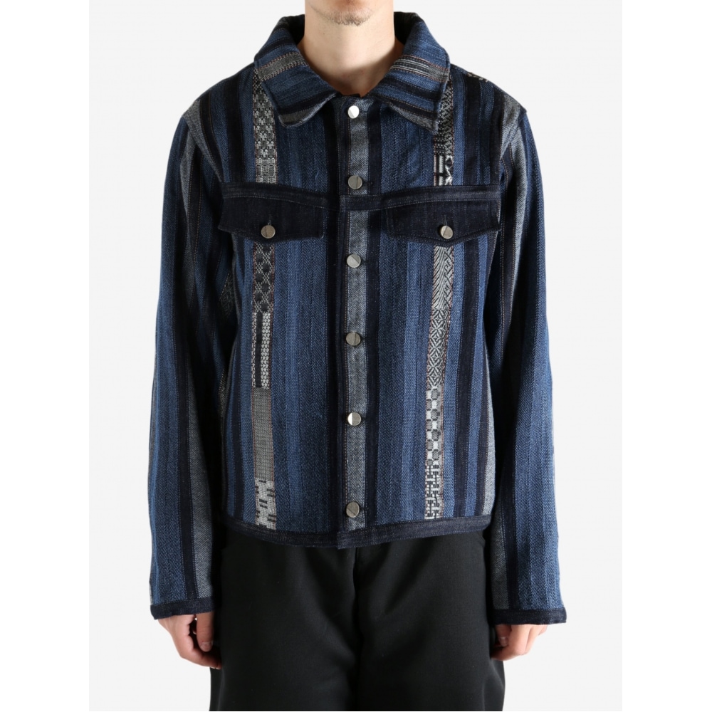 ADER ERROR 襟付きストライプ柄ボタンジャケット BO01FWJK1602BL