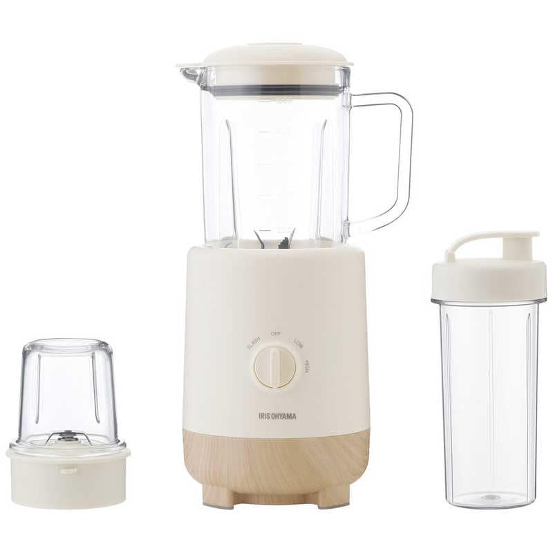 IRIS OHYAMA ミキサー+ボトルミル付き アイボリー [ミキサー:1L / 6枚刃] [ミル:0.2L / 2枚刃] [ボトル:0.4L] IJM-S101BM-C