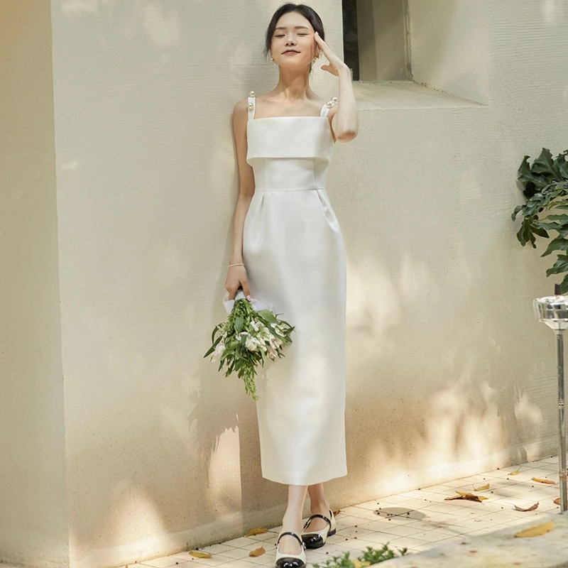 ドレス ワンピース ウェディング パーティー 結婚式 二次会 披露宴 演奏会 発表会 ステージ 舞台 衣装 コスプレ ロング 袖なし ノースリーブ スクエアネック ストレート 細身 Iライン 刺繍 11,085円