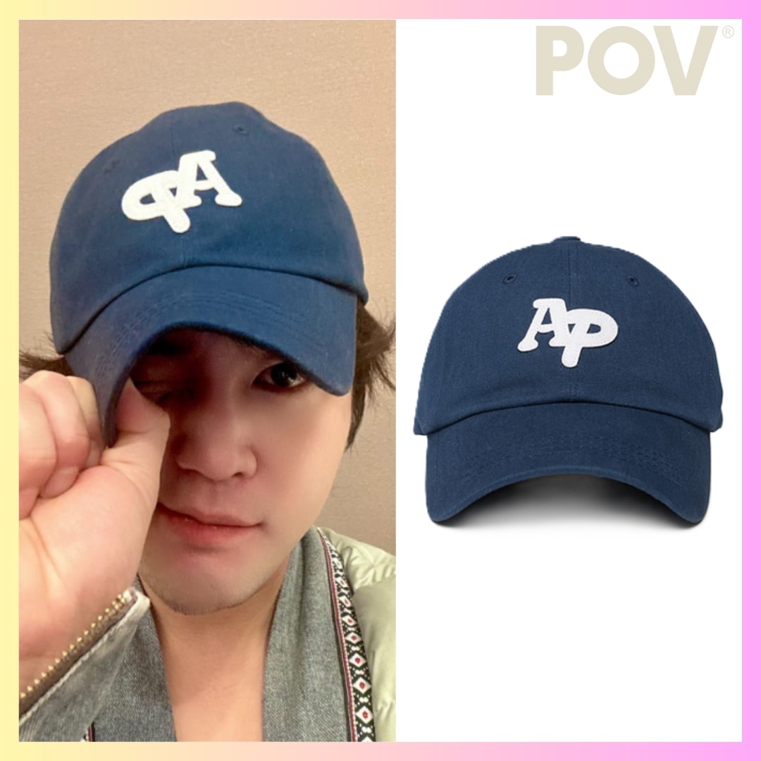 [チャングンソク着用] [POV SEOUL] ASIA PRINCE CAP - NAVY + FREE OMAKE 韓国ファッション レディースレディース ボールキャップ