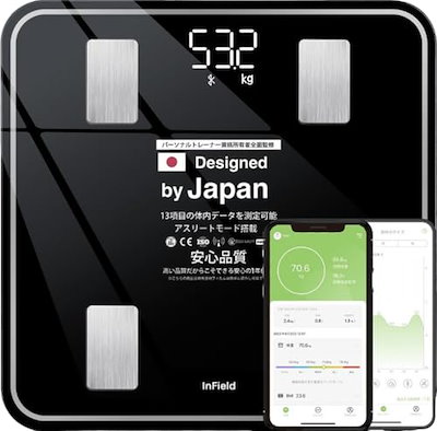 他サイト： 体重計 AI×体組成計【プロスポーツチームにも導入】 スマホ連動 体組成計 INFIELD ブラックの商品画像