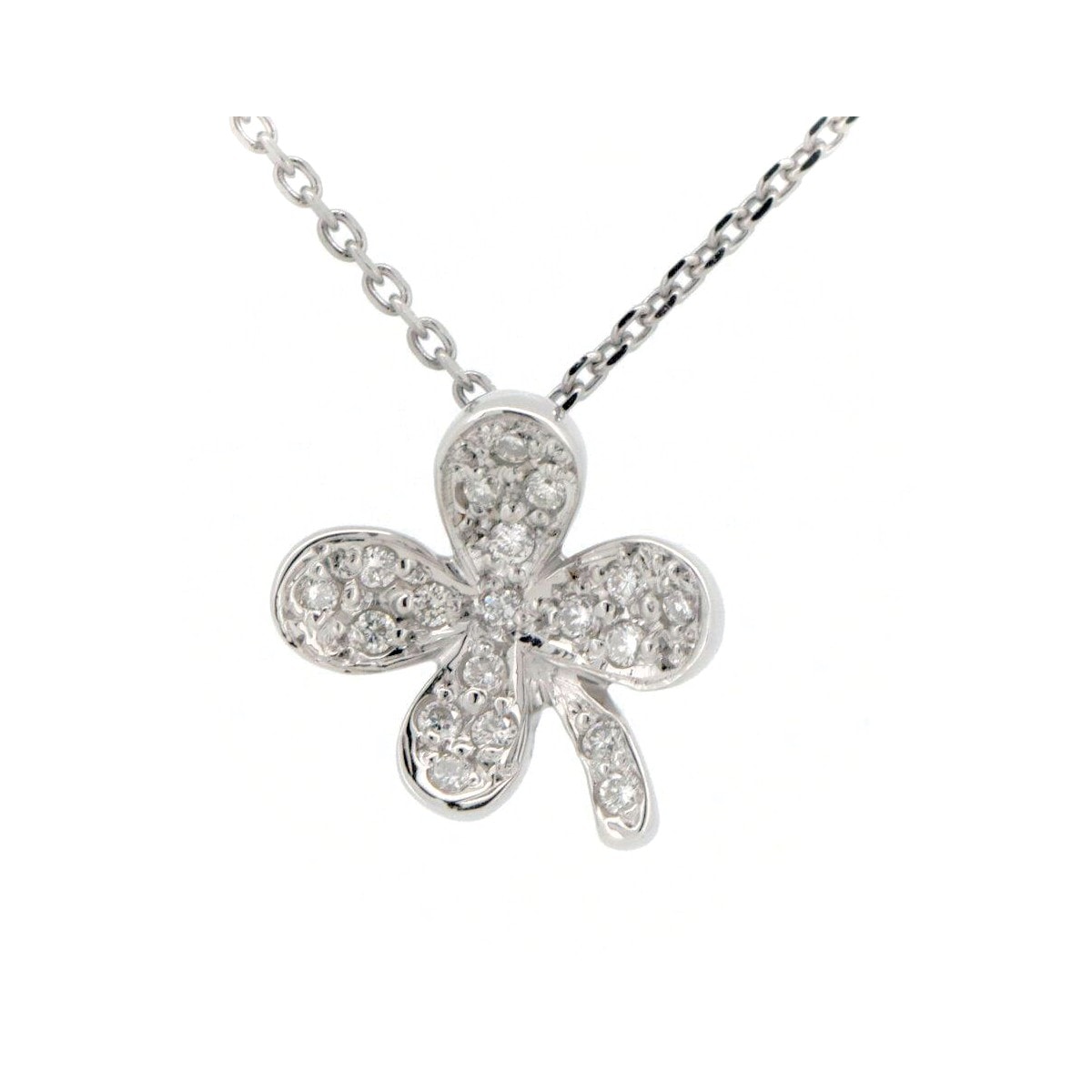 ヴァンドーム青山 クローバーモチーフ ダイヤモンド ネックレス K18WG(18金 ホワイトゴールド) 質屋出品