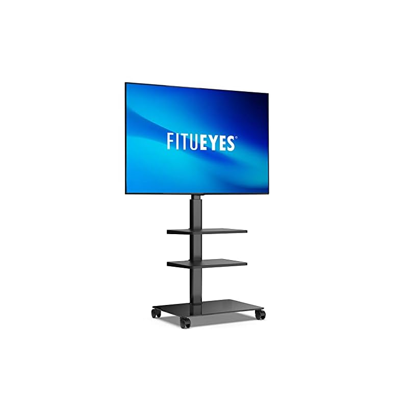 FITUEYES テレビスタンド 3260インチ対応 キャスター付き 三段 高さ角度調節可能 移動式 ブラック TT306002GB