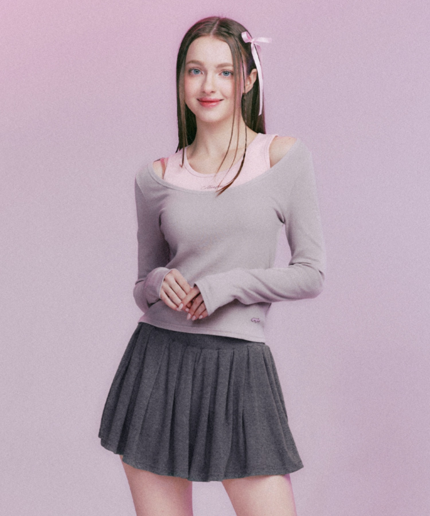 MF CLASSIC U NECK LONGSLEEVE-GRAY