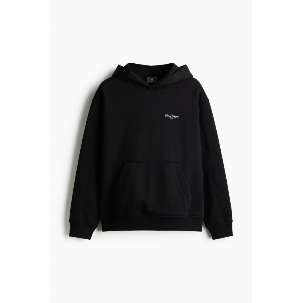 H&M ルーズフィットプリントパーカーブラック