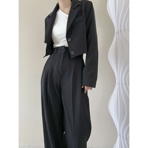 2023夏INS新作カジュアル 韓国風 気質 デザイン性 シンプル着心地抜群 ジャケット＋ズボン ジャケット グレー/Lサイズ 4961