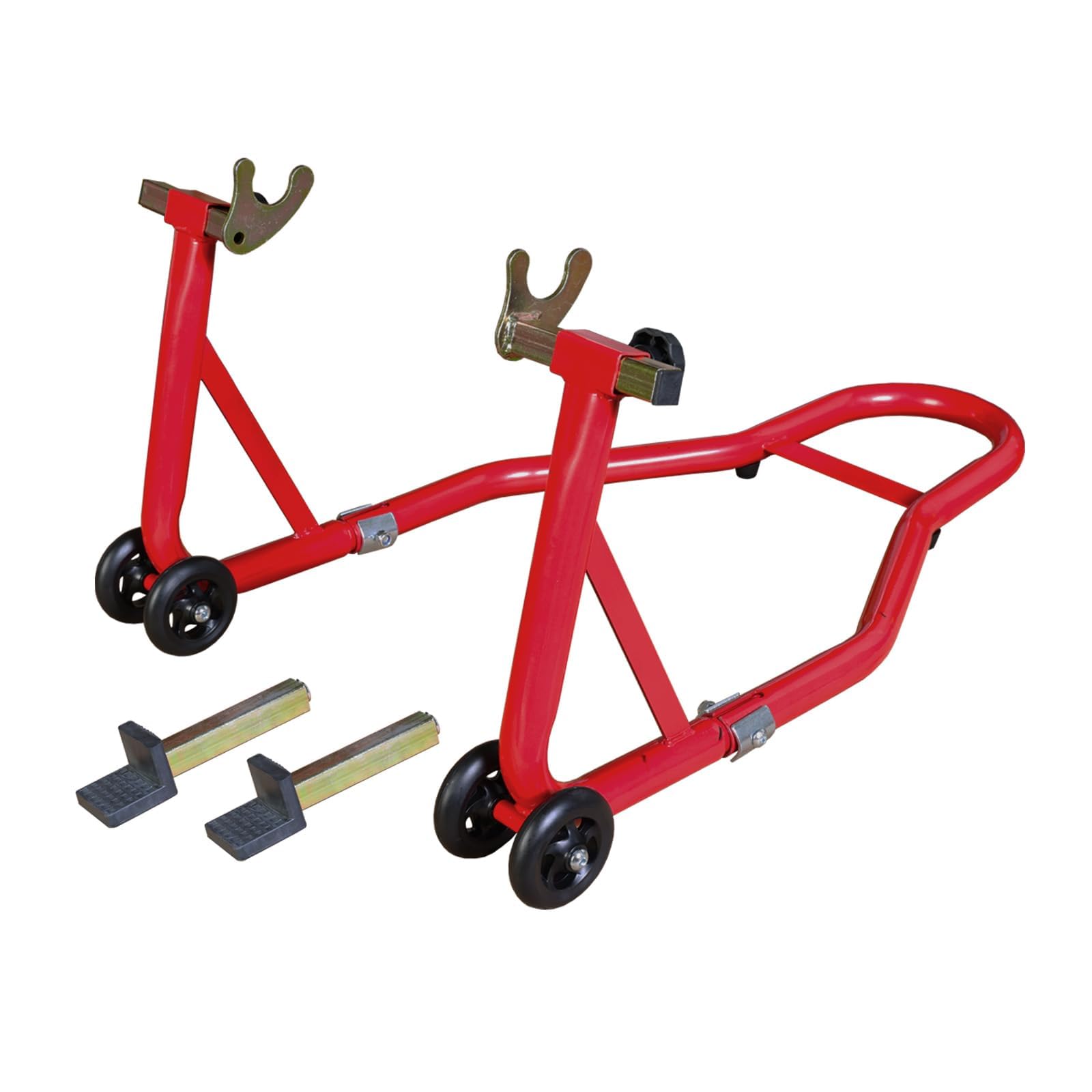 BIG RED バイク スタンド 耐荷重230kg メンテナンススタンド 後輪用 キャスター付き L型とU型 レッド